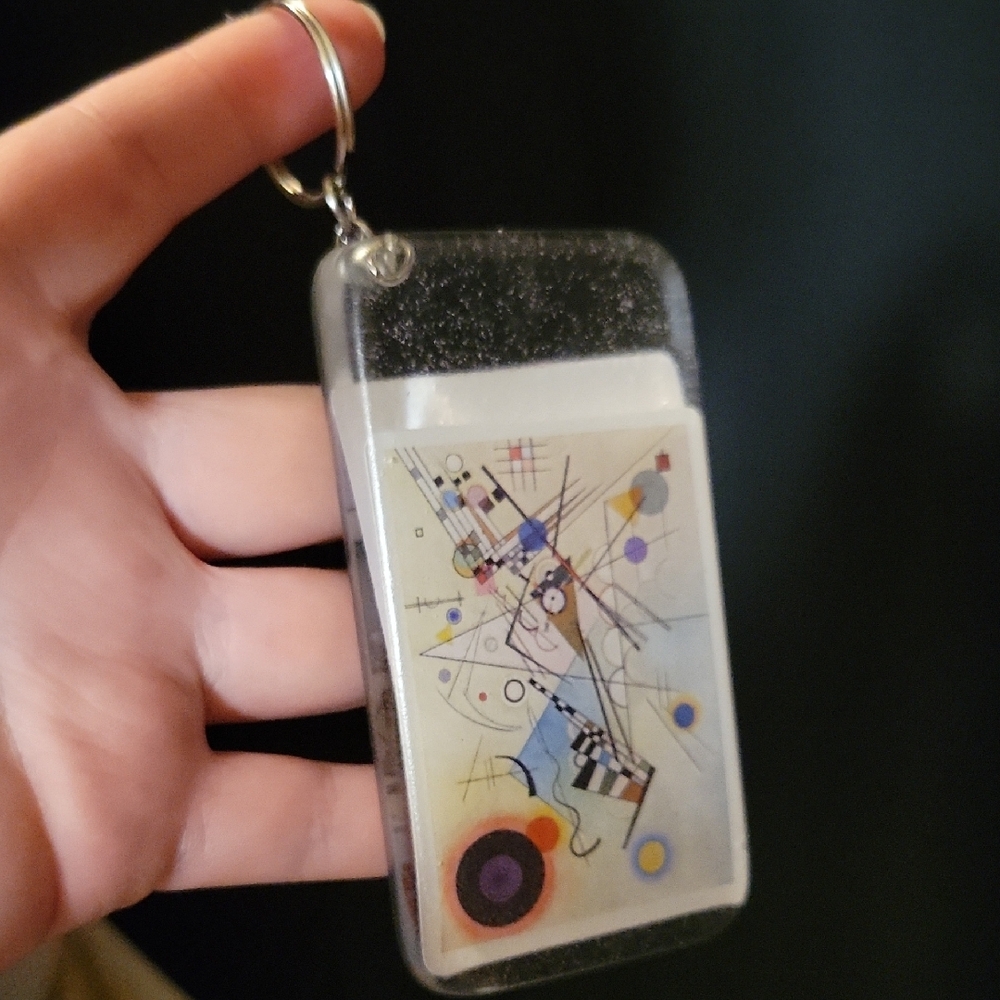 Imperfect Resin Artistic Rectangular Keychain with Colorful Design - Picture 2 of 2